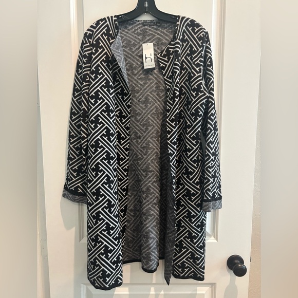 Hannah Adele Longline Open Front Cardigan Black & White | Size L | NWT - Picture 5 of 6